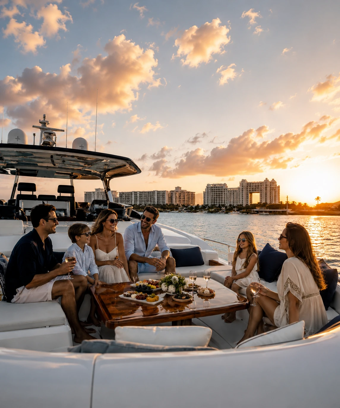 A family at Cancun yacht rentals