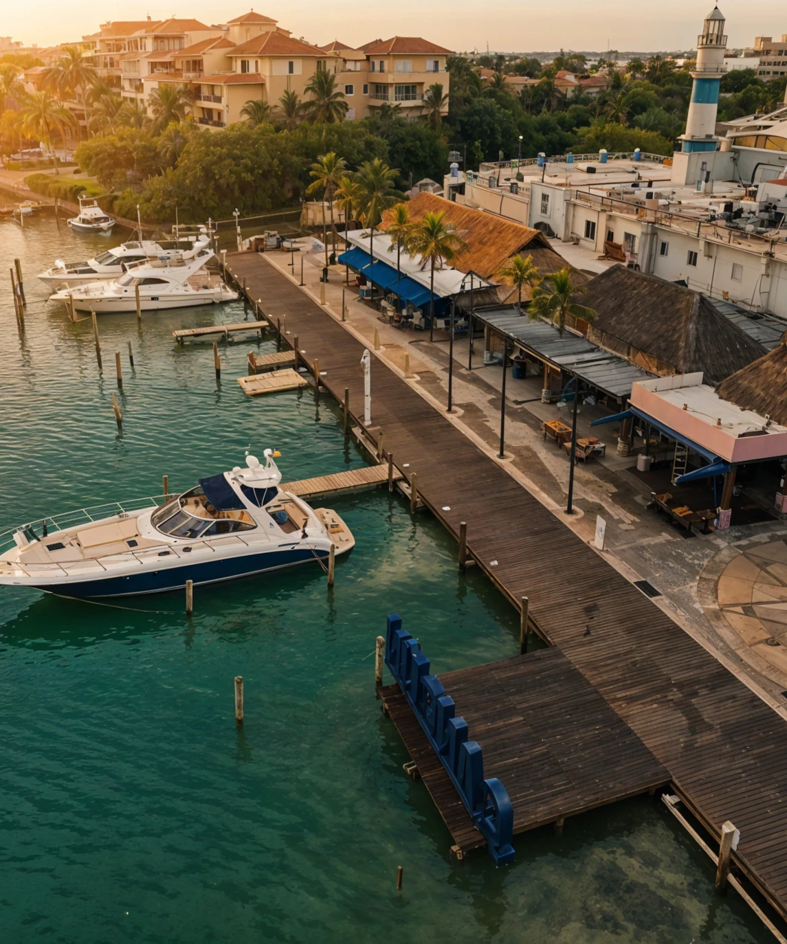 Side view of the marina services Cancun